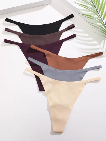 8-Pack Ice Silk Seamless No-Show Thongs – Breathable, Soft & Comfortable