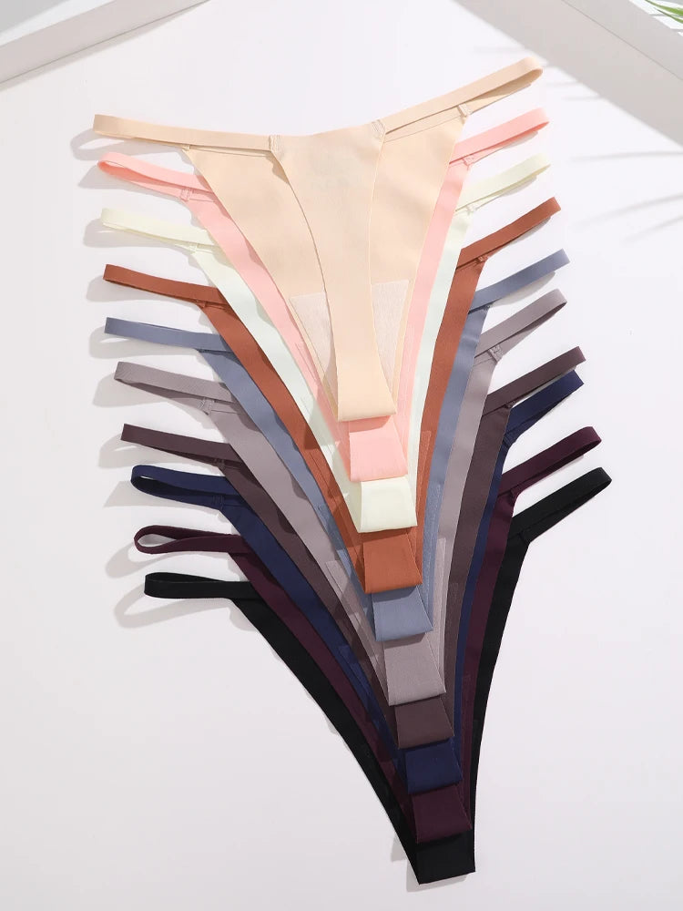 8-Pack Ice Silk Seamless No-Show Thongs – Breathable, Soft & Comfortable