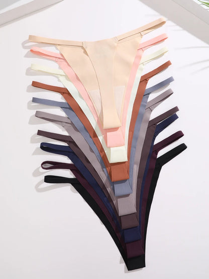 8-Pack Ice Silk Seamless No-Show Thongs – Breathable, Soft & Comfortable