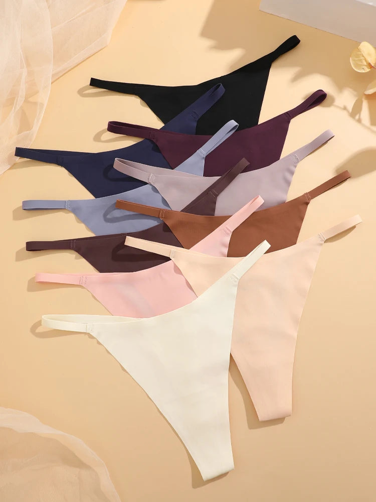 8-Pack Ice Silk Seamless No-Show Thongs – Breathable, Soft & Comfortable