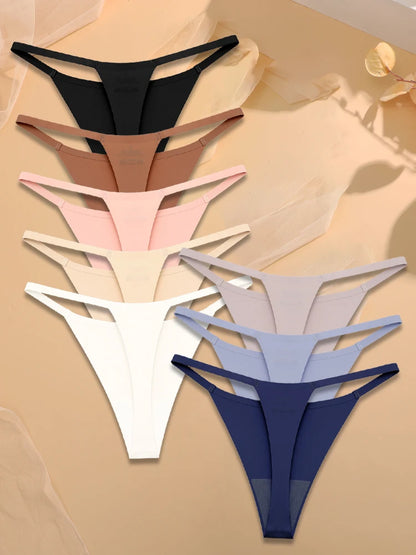 8-Pack Ice Silk Seamless No-Show Thongs – Breathable, Soft & Comfortable