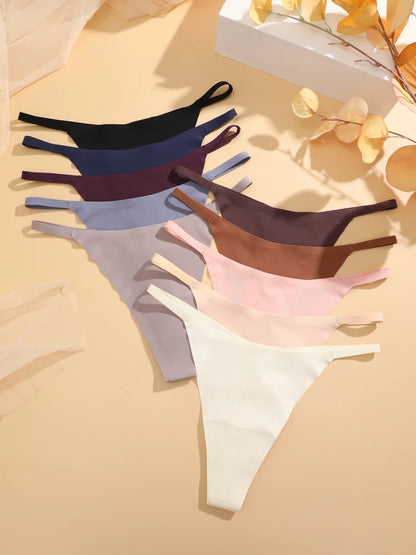 8-Pack Ice Silk Seamless No-Show Thongs – Breathable, Soft & Comfortable